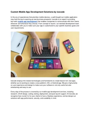Custom Mobile App Development Solutions by icecode