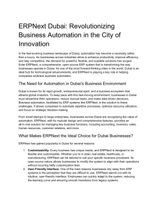 ERPNext Dubai_ Revolutionizing Business Automation in the City of Innovation