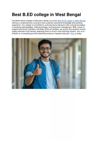 Best B.ED college in West Bengal