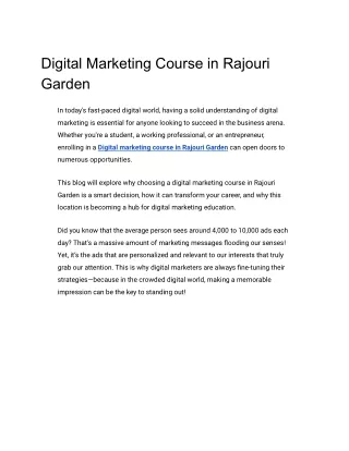 Digital Marketing Course in Rajouri Garden