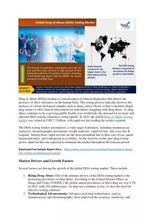 How the Drug of Abuse (DOA) Testing Market is Evolving Globally