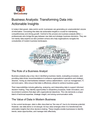 Business Analysts: Transforming Data into Actionable Insights