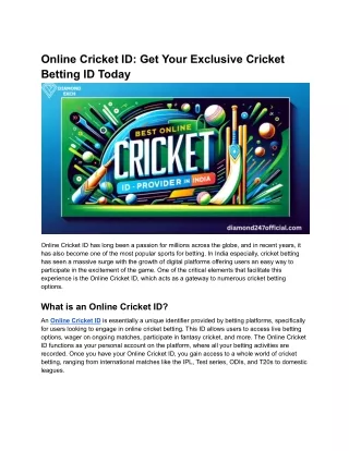 Online Cricket ID_ Get Your Exclusive Cricket Betting ID Today