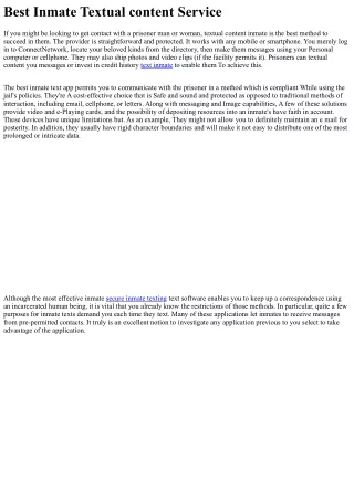 Ideal Inmate Textual content Company