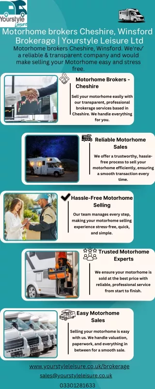 Motorhome brokers Cheshire, Winsford  Brokerage  Yourstyle Leisure Ltd