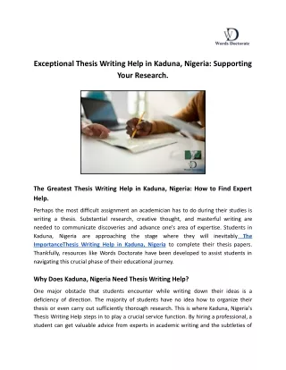 Exceptional Thesis Writing Help in Kaduna, Nigeria_ Supporting Your Research