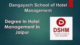 Degree in hotel management in Jaipur