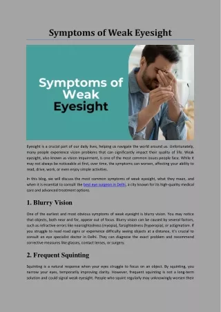 Symptoms of Weak Eyesight