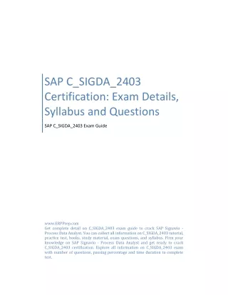 SAP C_SIGDA_2403 Certification: Exam Details, Syllabus and Questions