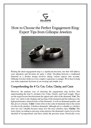 How to Choose the Perfect Engagement Ring: Expert Tips from Gillespie Jewelers