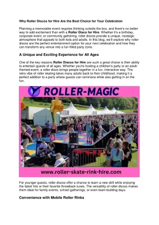 Why Roller Discos for Hire Are the Best Choice for Your Celebration