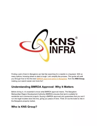 BMRDA Approved Plots In Bangalore