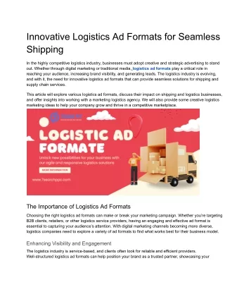Innovative Logistics Ad Formats for Seamless Shipping
