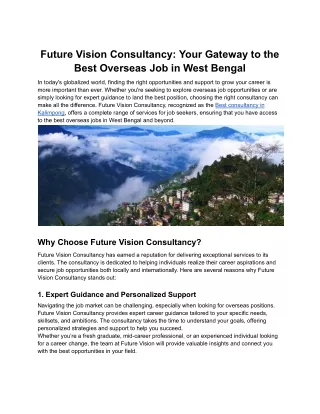 Future Vision Consultancy, Leading the Way as a Premier Manpower Agency