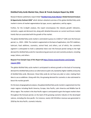 Distilled Fatty Acids Market Growth 2036