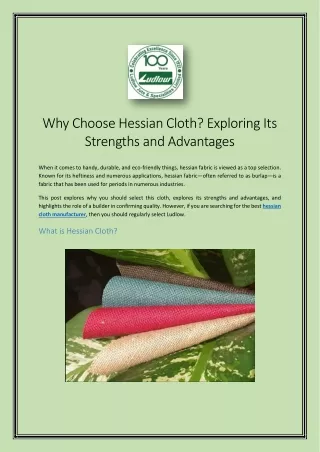 Why Choose Hessian Cloth Exploring Its Strengths and Advantages