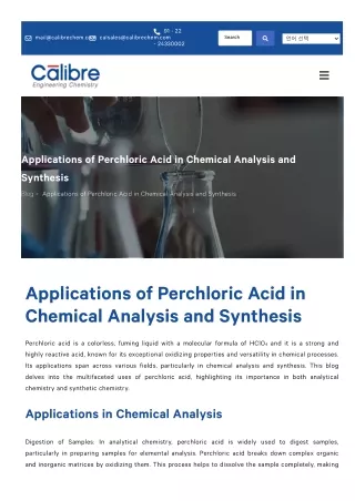 The Versatility of Perchloric Acid in Organic Synthesis