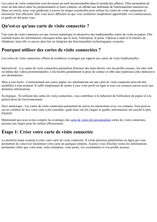 Cartes de Visite Connectées: Mode d'emploi pour les Débutants