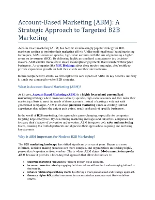 Account-Based Marketing (ABM) A Strategic Approach to Targeted B2B Marketing