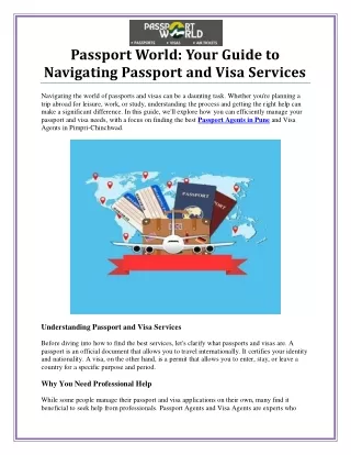 Expert Passport Agents in Pune and Reliable Visa Agents in Pimpri-Chinchwad