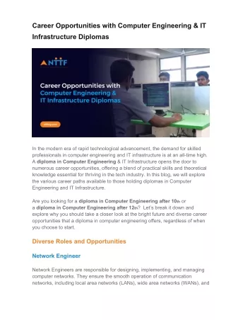 Career Opportunities with Computer Engineering & IT Infrastructure Diplomas