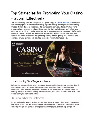 Top Strategies for Promoting Your Casino Platform Effectively
