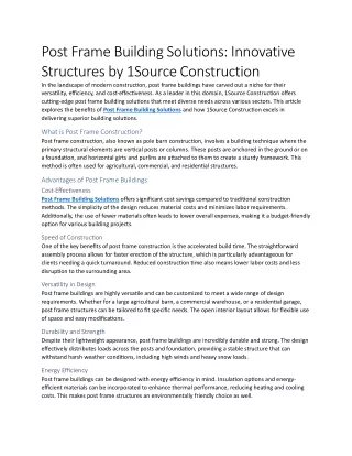 Post Frame Building Solutions