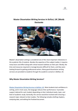 Master Dissertation Writing Services In Belfast, UK _Words Doctorate