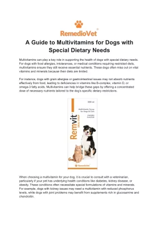 A Guide to Multivitamins for Dogs with Special Dietary Needs