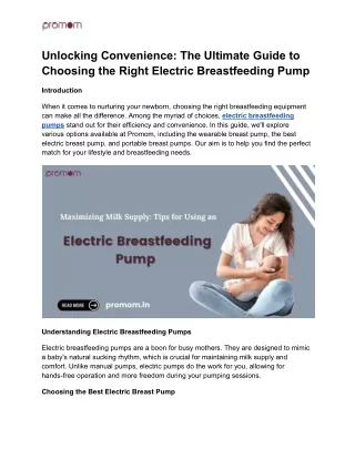 Unlocking Convenience_ The Ultimate Guide to Choosing the Right Electric Breastfeeding Pump