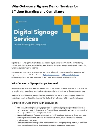 Why Outsource Signage Design Services for Efficient Branding and Compliance