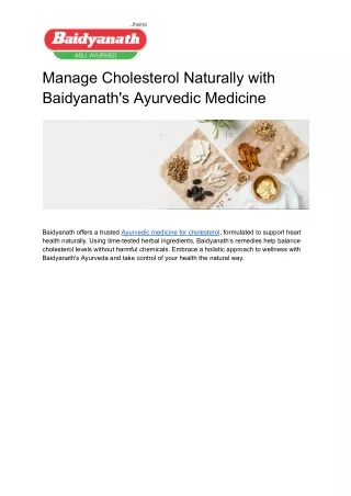 Manage Cholesterol Naturally with Baidyanath's Ayurvedic Medicine