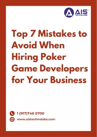 Top 7 Mistakes to Avoid When Hiring Poker Game Developers for Your Business