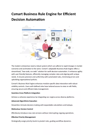 Csmart Business Rule Engine for Efficient Decision Automation