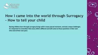 How I came into the world through Surrogacy – How to tell your child