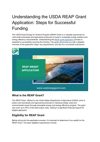 Reap grant application