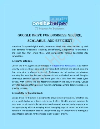 Google Drive for Business Secure Scalable and Efficient