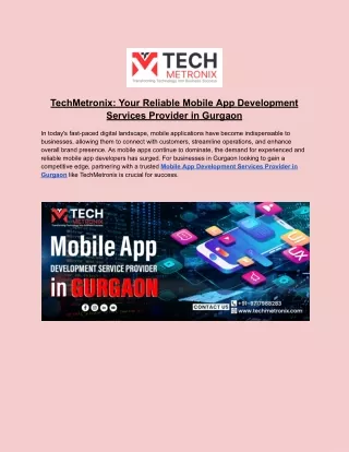 TechMetronix_ Mobile App Development Services Provider in Gurgaon