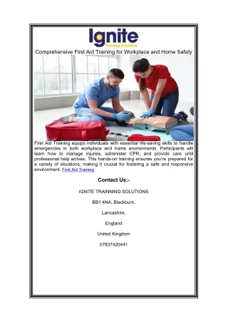 Comprehensive First Aid Training for Workplace and Home Safety