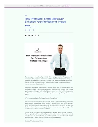 How Premium Formal Shirts Can Enhance Your Professional Image