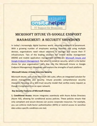Microsoft Intune vs Google Endpoint Management A Security Showdown