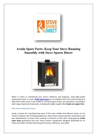 Arada Spare Parts Online in UK | Stove Spares Direct