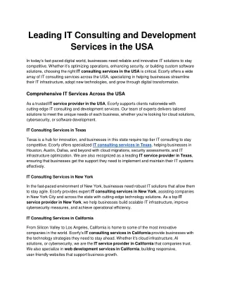 Leading IT Consulting and Development Services in the USA