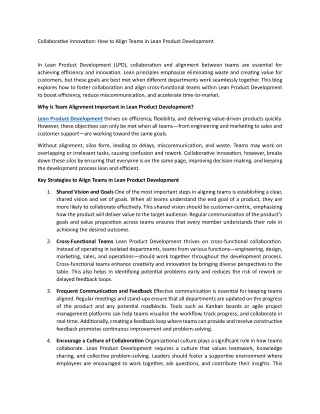 Collaborative Innovation How to Align Teams in Lean Product Development