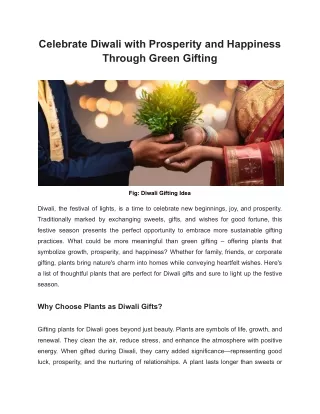 Celebrate Diwali with Prosperity and Happiness Through Green Gifting