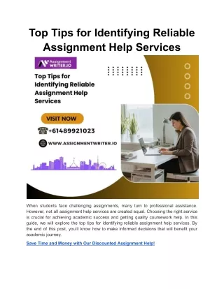 Top Tips for Identifying Reliable Assignment Help Services