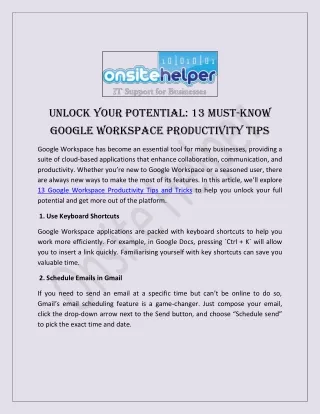 Unlock Your Potential 13 Must-Know Google Workspace Productivity Tips