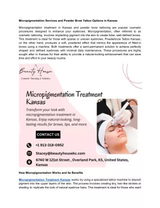 Micropigmentation Services and Powder Brow Tattoo Options in Kansas