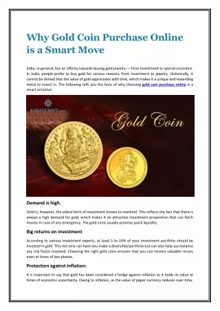 Why Gold Coin Purchase Online is a Smart Move