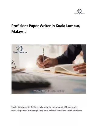 Proficient Paper Writer in Kuala Lumpur, Malaysia.docx